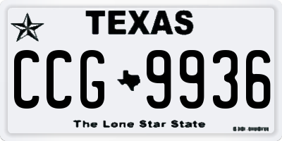TX license plate CCG9936