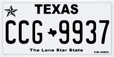 TX license plate CCG9937