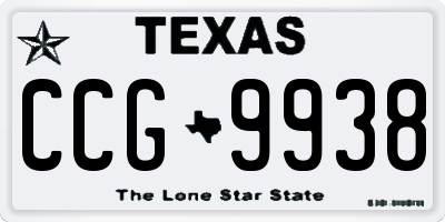 TX license plate CCG9938