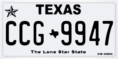 TX license plate CCG9947