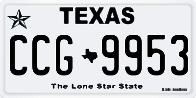 TX license plate CCG9953