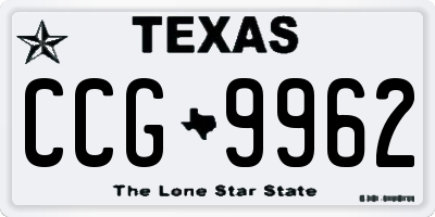 TX license plate CCG9962
