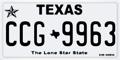 TX license plate CCG9963