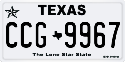 TX license plate CCG9967