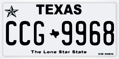TX license plate CCG9968
