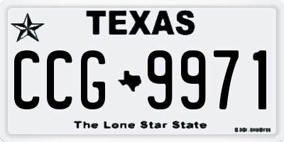 TX license plate CCG9971