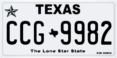 TX license plate CCG9982