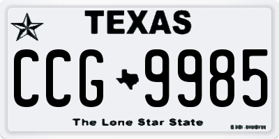 TX license plate CCG9985