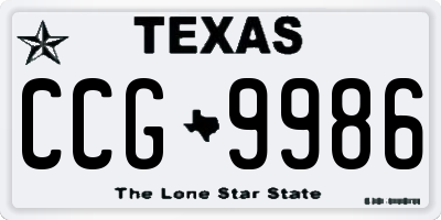 TX license plate CCG9986