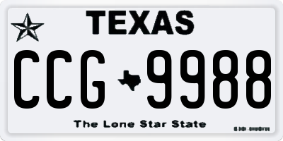 TX license plate CCG9988