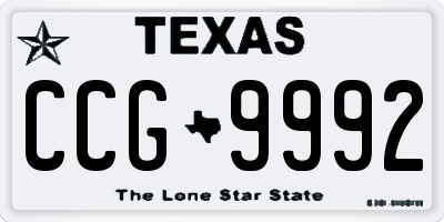 TX license plate CCG9992