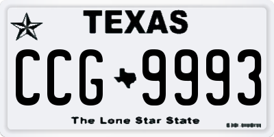 TX license plate CCG9993