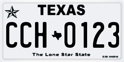 TX license plate CCH0123