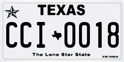 TX license plate CCI0018