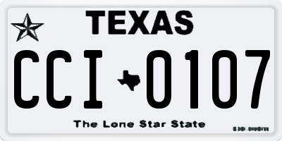TX license plate CCI0107