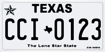 TX license plate CCI0123