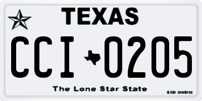 TX license plate CCI0205