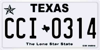 TX license plate CCI0314