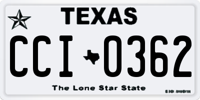 TX license plate CCI0362