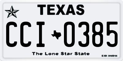 TX license plate CCI0385