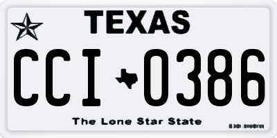 TX license plate CCI0386