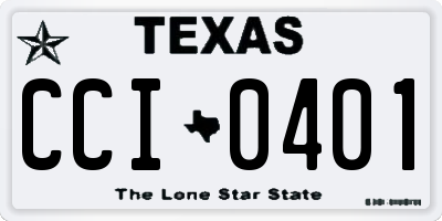 TX license plate CCI0401