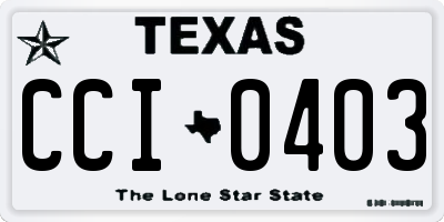 TX license plate CCI0403