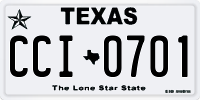 TX license plate CCI0701