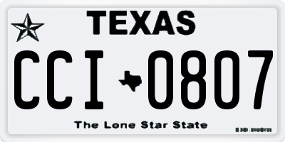 TX license plate CCI0807