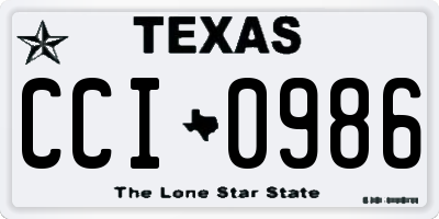 TX license plate CCI0986