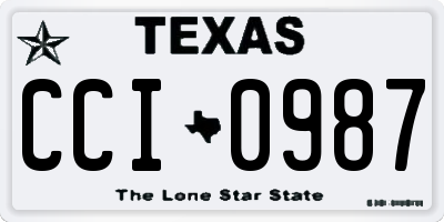 TX license plate CCI0987