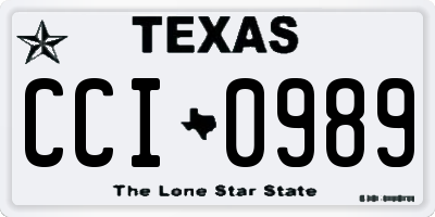 TX license plate CCI0989