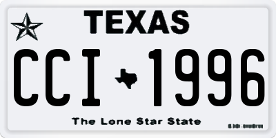 TX license plate CCI1996