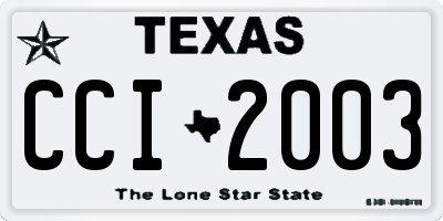 TX license plate CCI2003