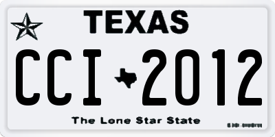TX license plate CCI2012