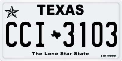 TX license plate CCI3103