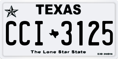 TX license plate CCI3125