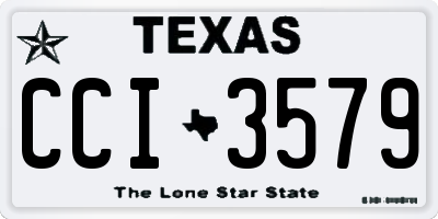 TX license plate CCI3579