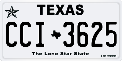 TX license plate CCI3625