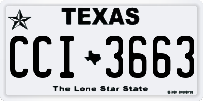TX license plate CCI3663