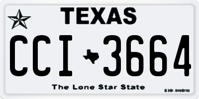 TX license plate CCI3664