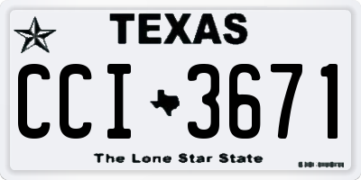 TX license plate CCI3671