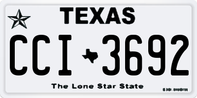 TX license plate CCI3692