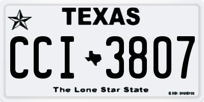 TX license plate CCI3807