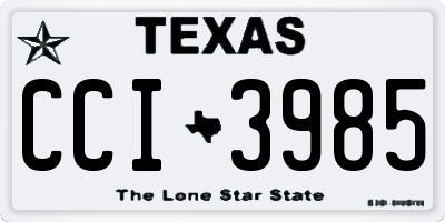 TX license plate CCI3985
