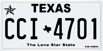 TX license plate CCI4701