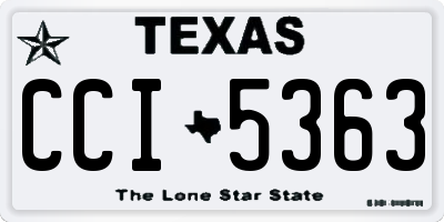 TX license plate CCI5363
