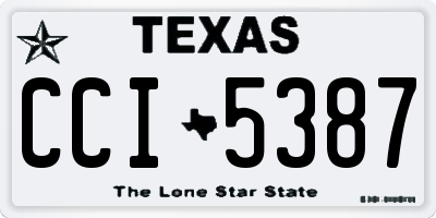 TX license plate CCI5387