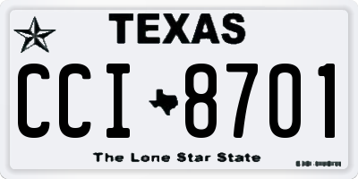 TX license plate CCI8701