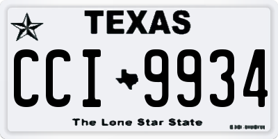 TX license plate CCI9934